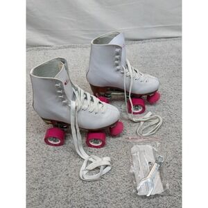 Chicago 400‎ Roller Skates Classic Quad White Pink Wheels Womens 5 Excellent